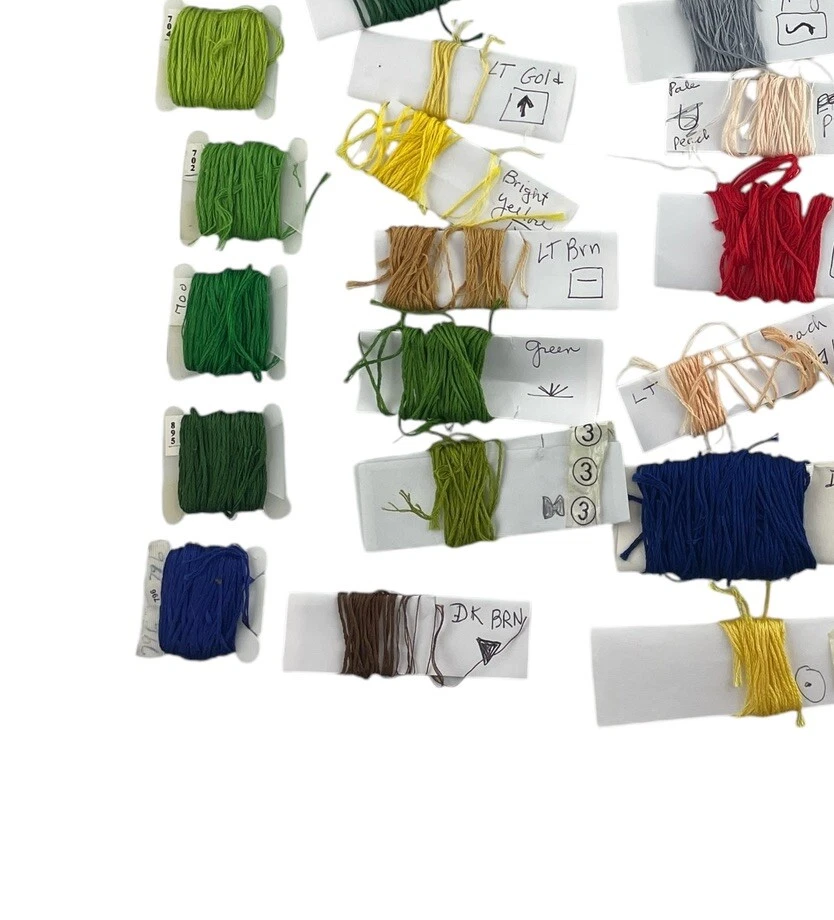 Lote de 45 tarjetas hilo bordar azul verde amarillo rojo rosa Foto 4 de 4