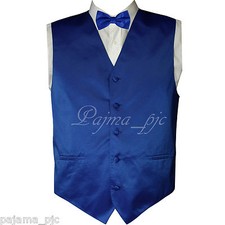 Royal Blue Solid Vest Waistcoat and Butterfly Bow Tie Suit or Tuxedo Wedding