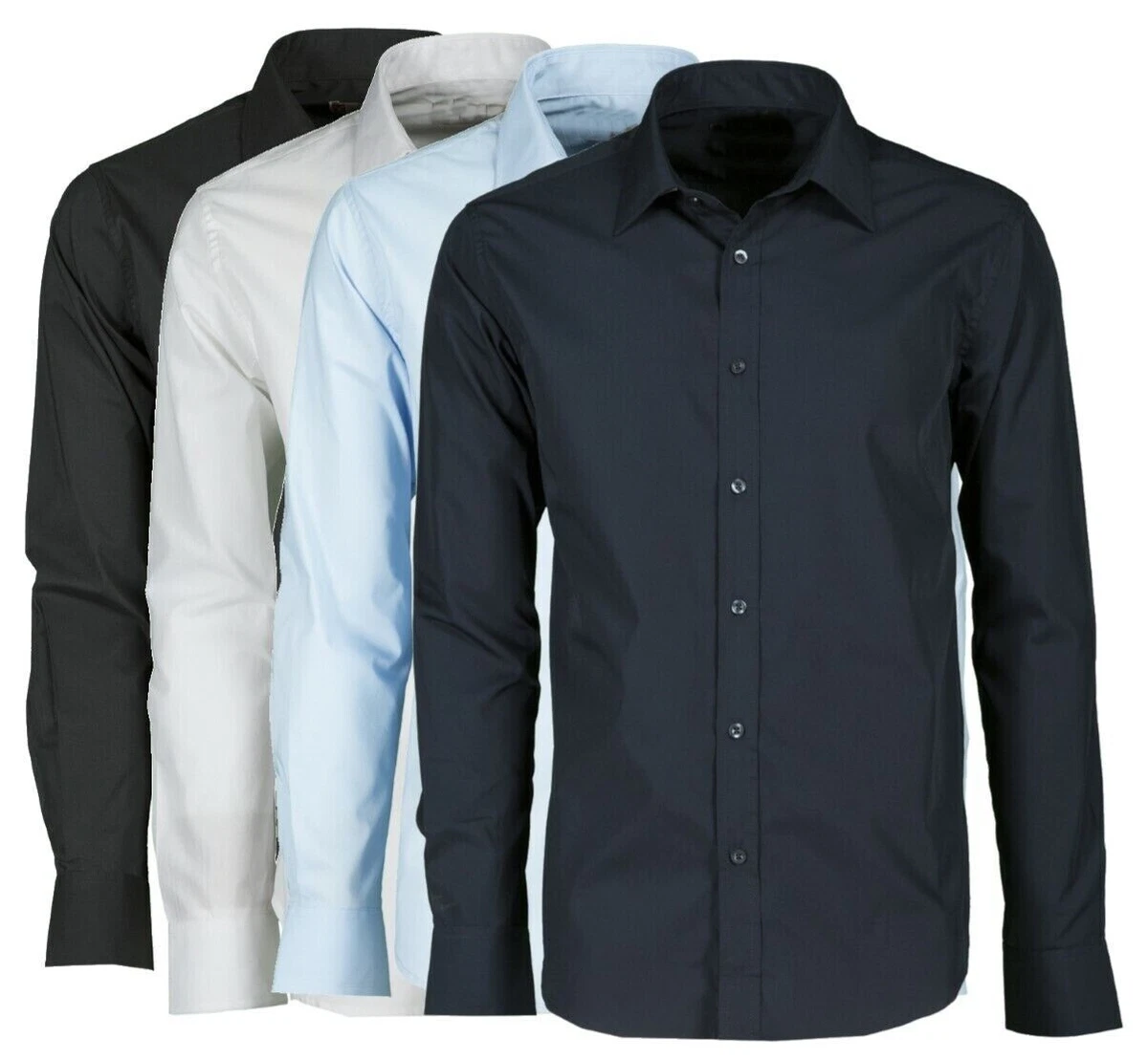 Camicia Uomo Maniche Lunghe Aderente – Camicia Formale Business Con Colletto, Tessuto Elasticizzato, Matrimonio E Ufficio, Taglia Normale - 4