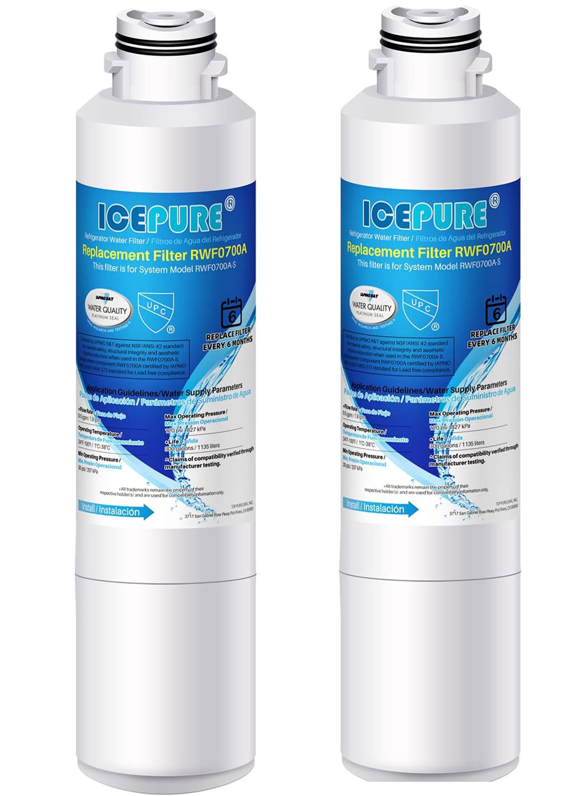 Samsung RS25J500DSG/AA-01 Premium NSF Refrigerator Water Filters (2 Pack)