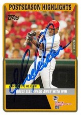Garret Anderson autographed baseball card Angels 2005 Topps #UH120 ALCS Home Run