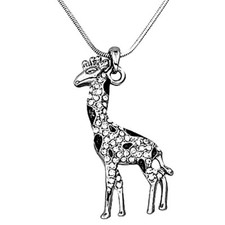 Silver Tone Adorable Giraffe Pendant Necklace Fast Shipping