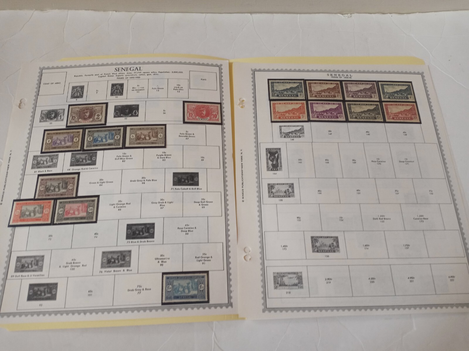 SENEGAL LOT OF 30+ STAMPS MINKUS ALBUM PAGES MAINLY MOUNTS