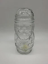 Libbey Clear Glass Santa Claus St. Nick Apothecary Candy Jar Cookie Canister