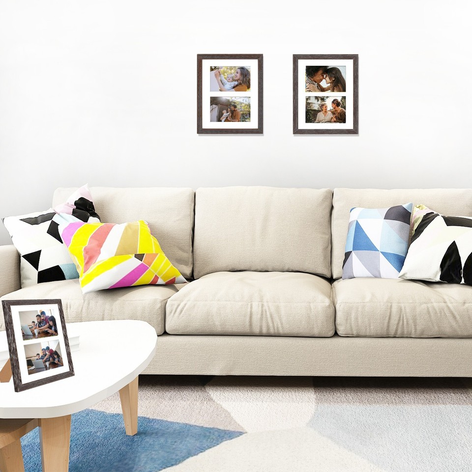 8x10 Collage Picture Frame with White Color Mat for Two 4x6 Photo Wall