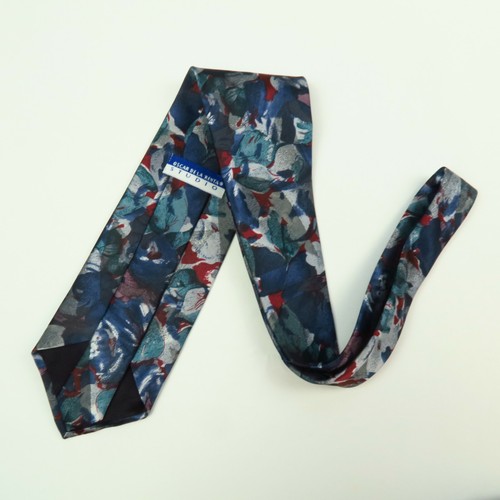 Vintage Oscar De La Renta Abstract Watercolor Mens Floral Tie Blue Red 57"x3.75" - Picture 4 of 6