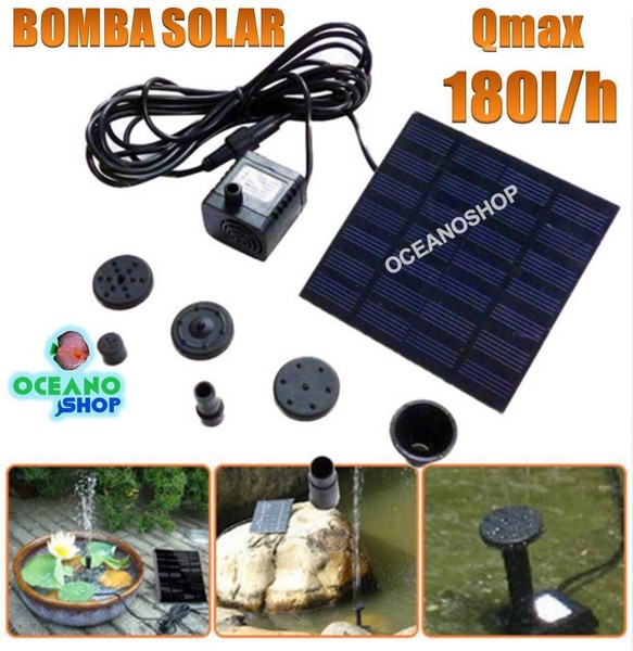 FUENTE ENERGIA SOLAR BOMBA MAX. 180L/H AGUA SUMERGIBLE ESTANQUE PANEL SOLAR 7V