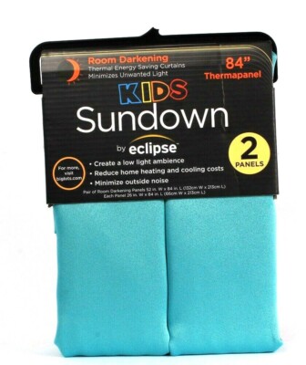 Sundown By Eclipse Kids 52'' X 84'' Thermapanel Turquoise 2 Ct Room Darken Panels