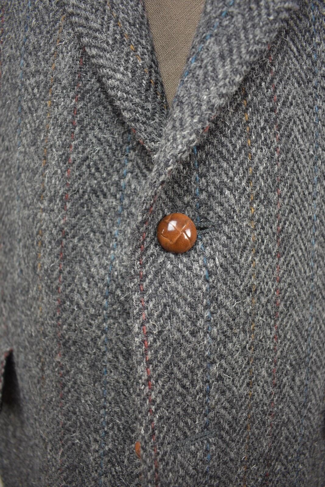 British Classics Gray Herringbone Wool Tweed Two … - image 2