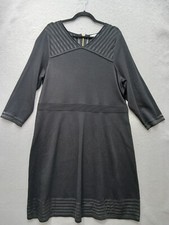 Calvin Klein A-Line Knee Length 1X Charcoal Gray Striped Modern Dress