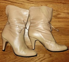 True Vintage 1970s Gucci-Style Ankle Booties Tan Beige Leather Boots READ