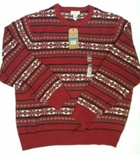DOCKERS Men's Patterned HOLIDAY Crewneck SWEATER 100 cotton Red CHOOSE  New