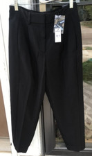 Express 4S 4 Short Ankle High Rise Pleated Tapered Black Dress Pants 80 New 08