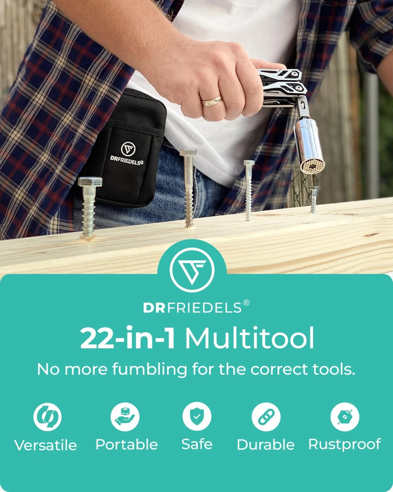 Multi Tool with Universal Socket - 22 in 1 Stainless Steel Multipurpose Tool wit