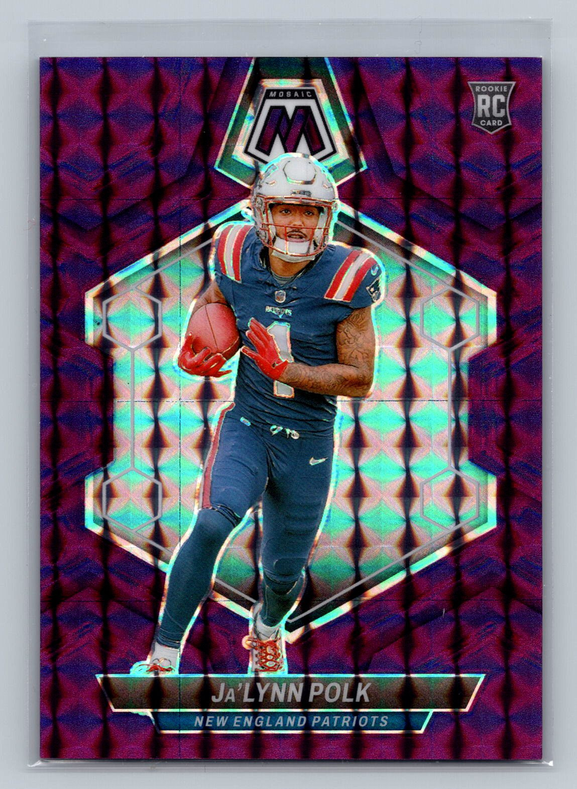 2024 Panini Mosaic Ja'Lynn Polk Mosaic Purple #/49 Rookie #337