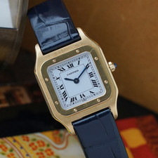 Cartier 1980-90s Santos Dumont Extra Plate Yellow Gold 96053 Manual Wind
