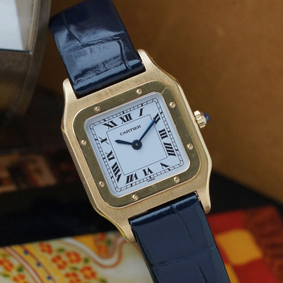 Cartier 1980-90s Santos Dumont Extra Plate Yellow Gold 96053 Manual Wind