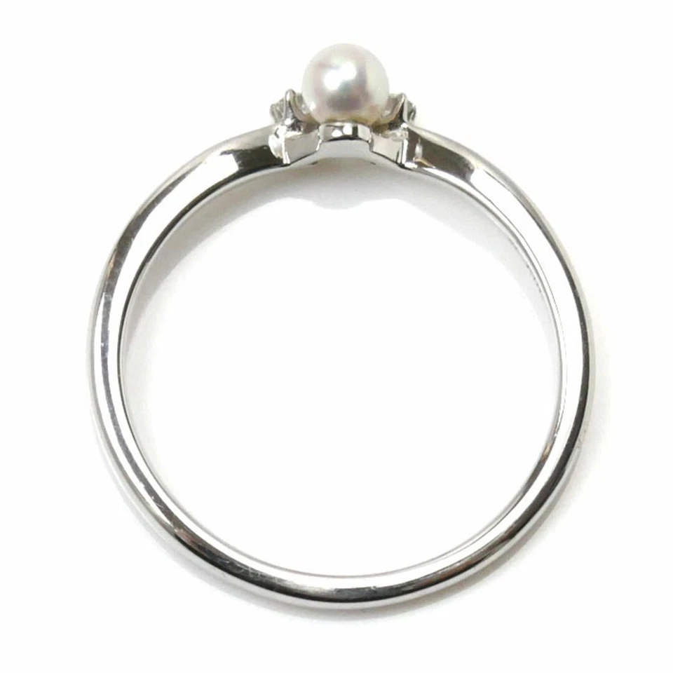 MIKIMOTO K18WG White Gold Ring & Akoya Pearl About 3.3mm Diamond Used KOER-0 - Image 4 of 4