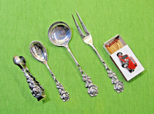 kl. 4 tlg. Kuchen- Vorlege Set Hildesheimer Rose 100g Versilberung #B2R112