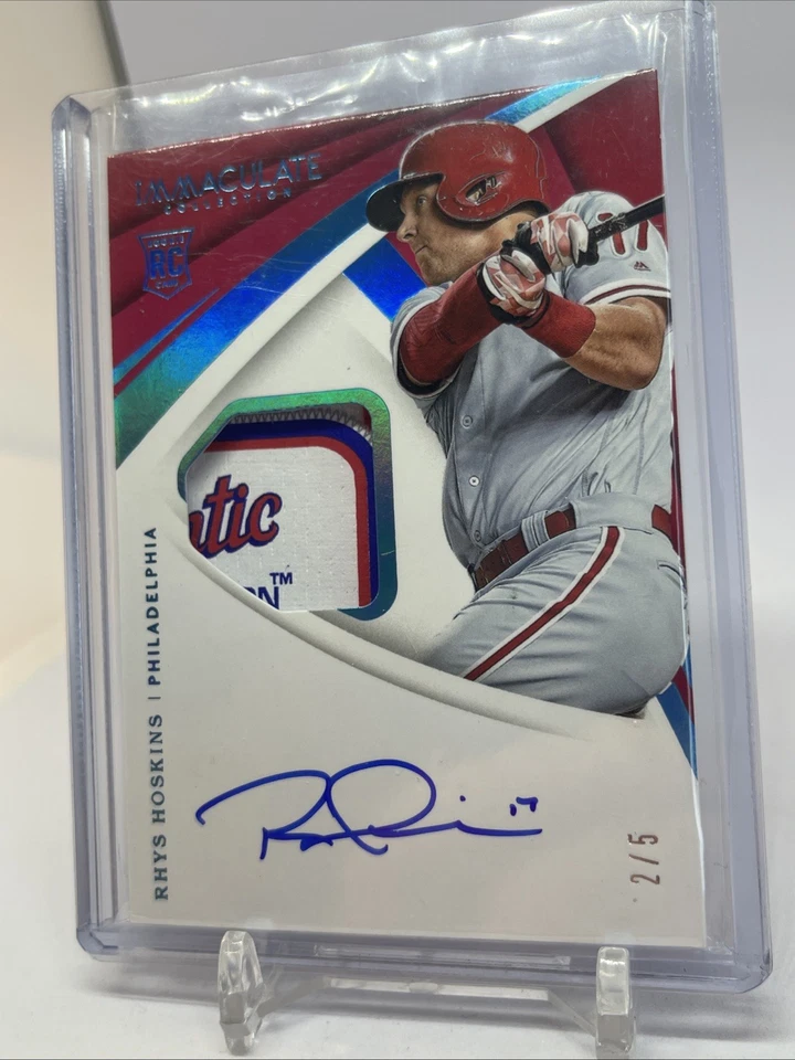 2018 PANINI IMMACULATE RHYS HOSKINS ROOKIE AUTO LAUNDRY TAG #2/5 - Image 2 of 4