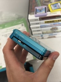 Nintendo 3DS Aqua Blue W/ 9 Games + More Charger Case Carrying Bag Manuals Minty