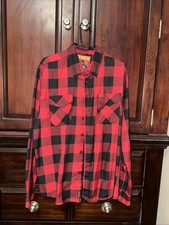 Dixxon Flannel Shirt Mens L Red Plaid Button Up Redrum The Shining Long Sleeve