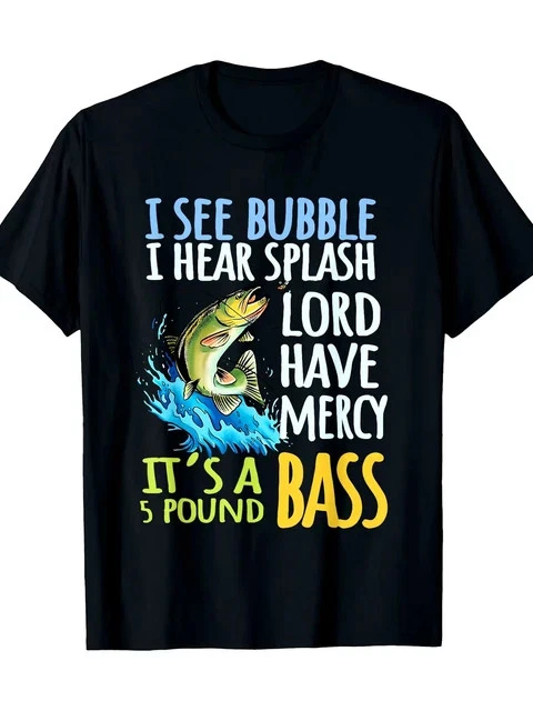 100% Cotton Black Bass Fishing Angling Sport T-Shirt 220g Size L & XL T-Shirt