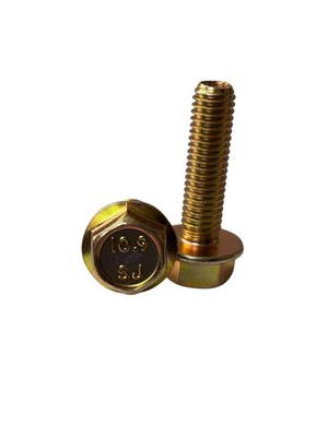 100 pcs M8-1.25x30 Hex Flange Frame Bolt Class 10.9 DIN 6921 Zinc Yellow