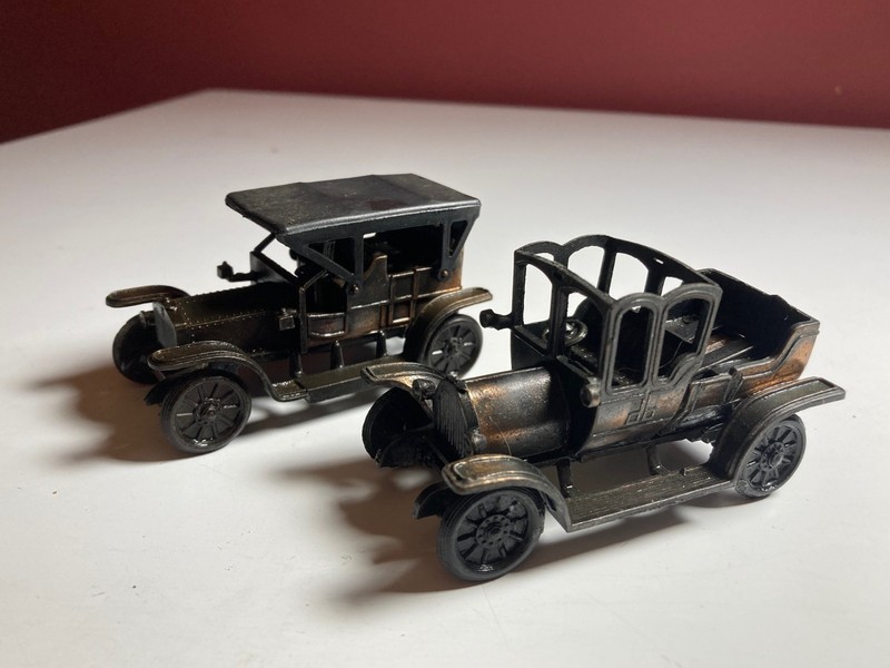 VINTAGE MINATURE METAL ROLLS ROYCE  & FIAT PENCIL SHARPENERS