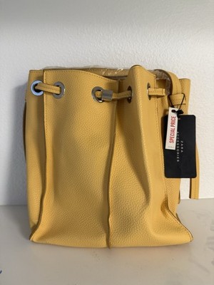 Zara Accessories Leather Bucket Bag Yellow Shoulder Bag