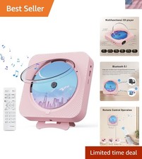 Portable CD Player with Bluetooth, FM Radio  Timer - Stylish Pink Design