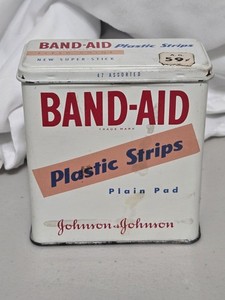 Vintage 1960's Johnson and Johnson Band Aid Bandage Metal Tin Box Empty 