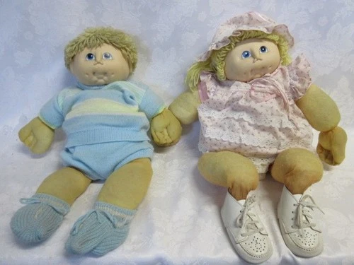 PR Hand Crafted Cabbage Patch Dolls w Original Heads & Clothes & Stocking Bodies