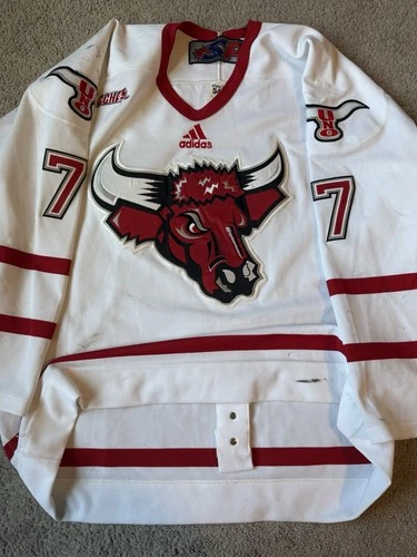 Game Worn Grimaldi University Of Nebraska UNO Adidas Hockey CCHA Jersey White 54