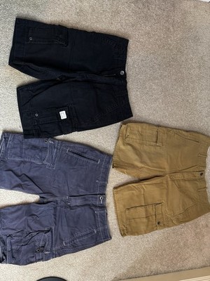 3 Pairs Levi's Men's Cargo Shorts: Black, Navy, Khaki. 2x 32 & 1x 30