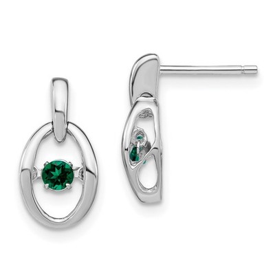 Sterling Silber Rhodium geschaffen Smaragd Geburtsstein lebendige Ohrringe
