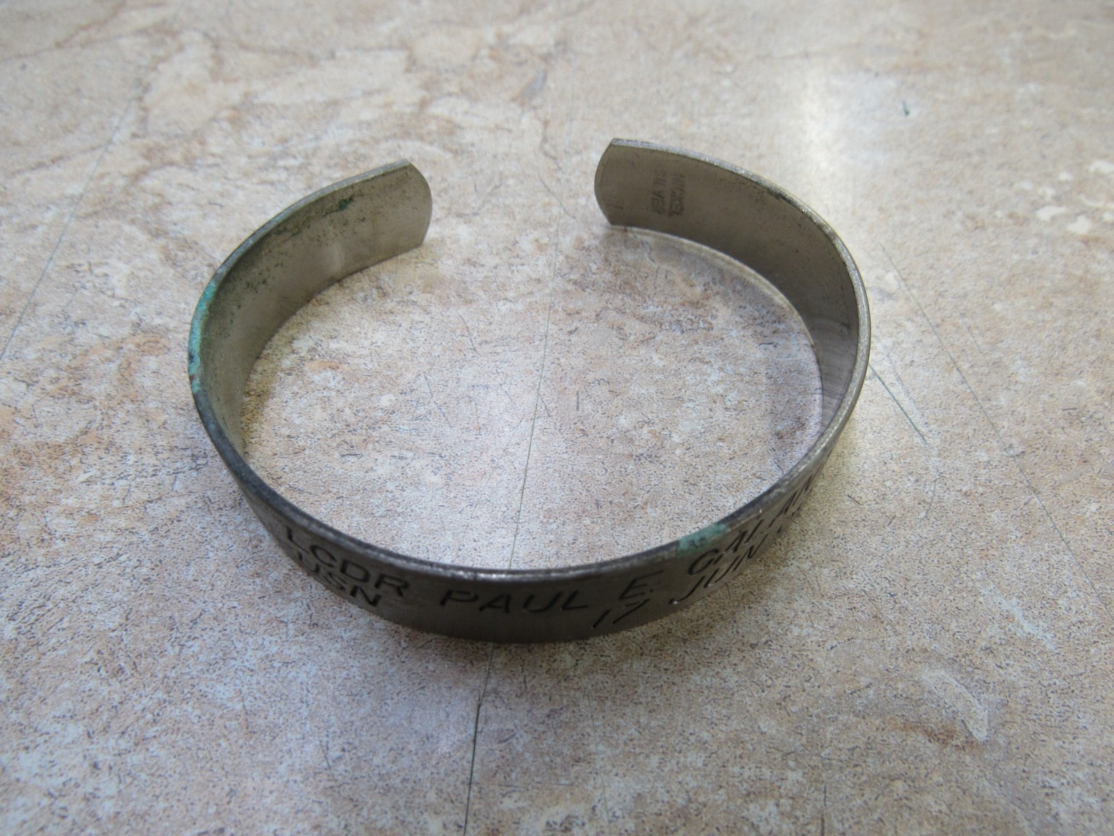 Original Vintage 1970's POW Bracelet Nickel Silver LCDR PAUL E GALANTI USN 1966