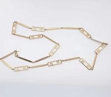 Vintage PARK LANE Station Necklace Long Link 18k Gold Plate Hammered FREE $hip!!