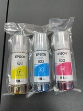 Genuine Epson 522 Ink Bottles Color Pack Of 3 Y,M,C- Open Box