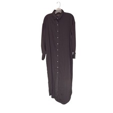 Banana Republic Tie-Waist Maxi Shirtdress Women's Black Satin Long Sleeve Medium