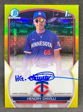 2023 Bowman Chrome HENDRY CHIVILLI Twins Yellow Refractor 1st Auto SP /75