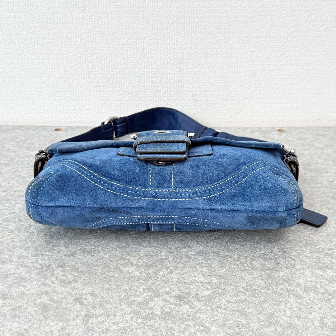 Auth Used COACH Soho Demi Flap Shoulder Bag Suede Leather