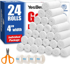 24 Pack 4 Inch 4.1 Yards Gauze Bandage Roll, Gauze Wrap Rolls for Wounds