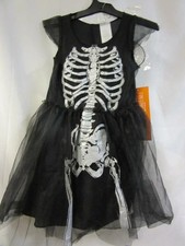 NEW Kids Skeleton Halloween Costume Dress and Mask with Armbands Size Medium 7-8