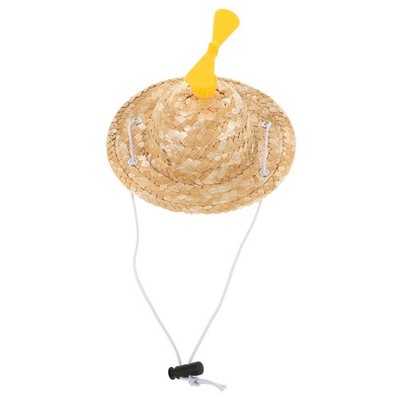 Pets Hat Adjustable Strap Woven Hat Pets Straw Hat Dog Sombrero Hat Pets Cap