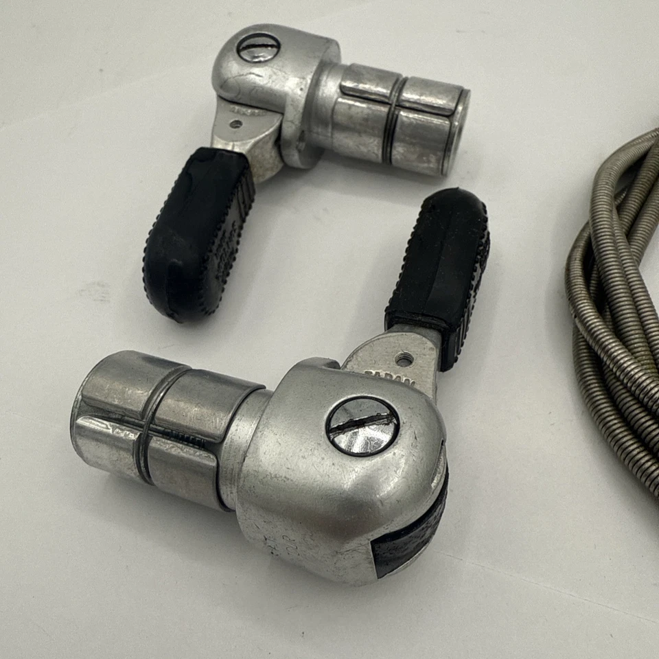Vintage SunTour Bar End Shifters Barcon Pair Road Bike Friction Japan w/ Cables - Image 2 of 4
