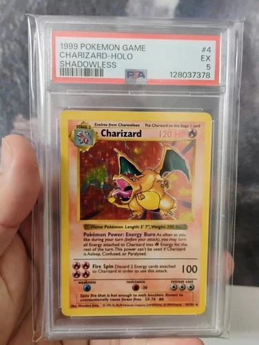 Shadowless Charizard Pokemon 1999 4/102 Holographic PSA 5 EX #4 Nintendo