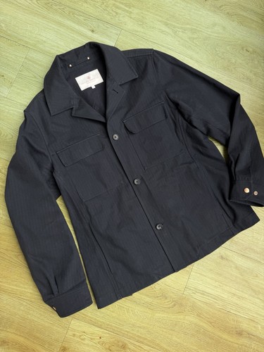 Privat weiß sehr guter Zustand Baumwoll Overshirt Jacke dunkelblau Arbeitskleidung Taschen Größe 4 - Bild 1 von 5