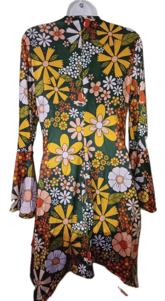 Nuevo Mini Vestido Hippy Juniors Disfraz Cosido con Flecos Chaleco Mangas Campana Foto 2 de 2