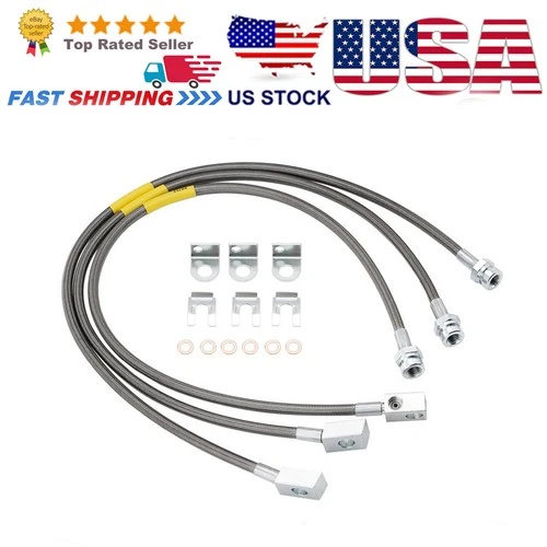 89715 Stainless Brake Lines Extended Front and Rear for TJ YJ 87-06 Cherokee